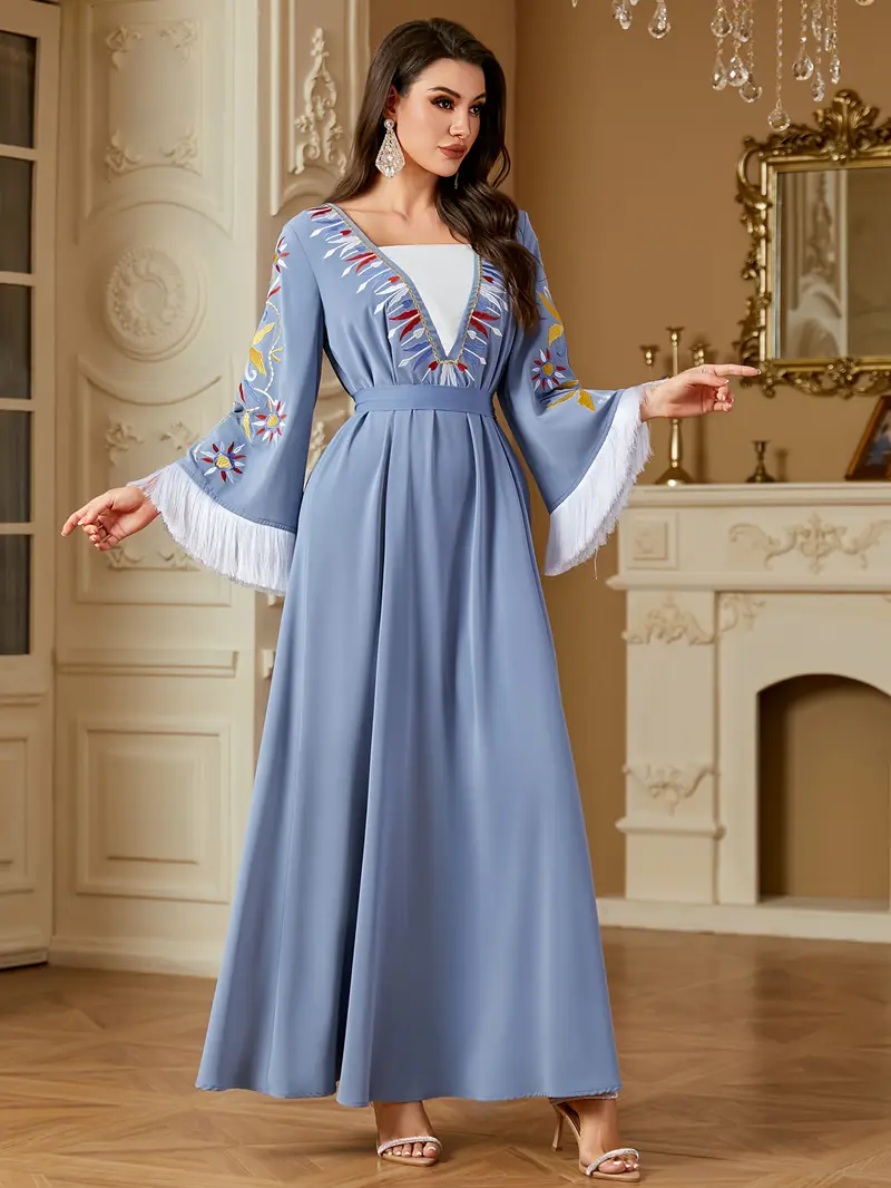 elegant luxurious womens long robe dress dubai featuring - Temu Oman elegant luxurious womens long robe dress dubai featuring - Temu Oman