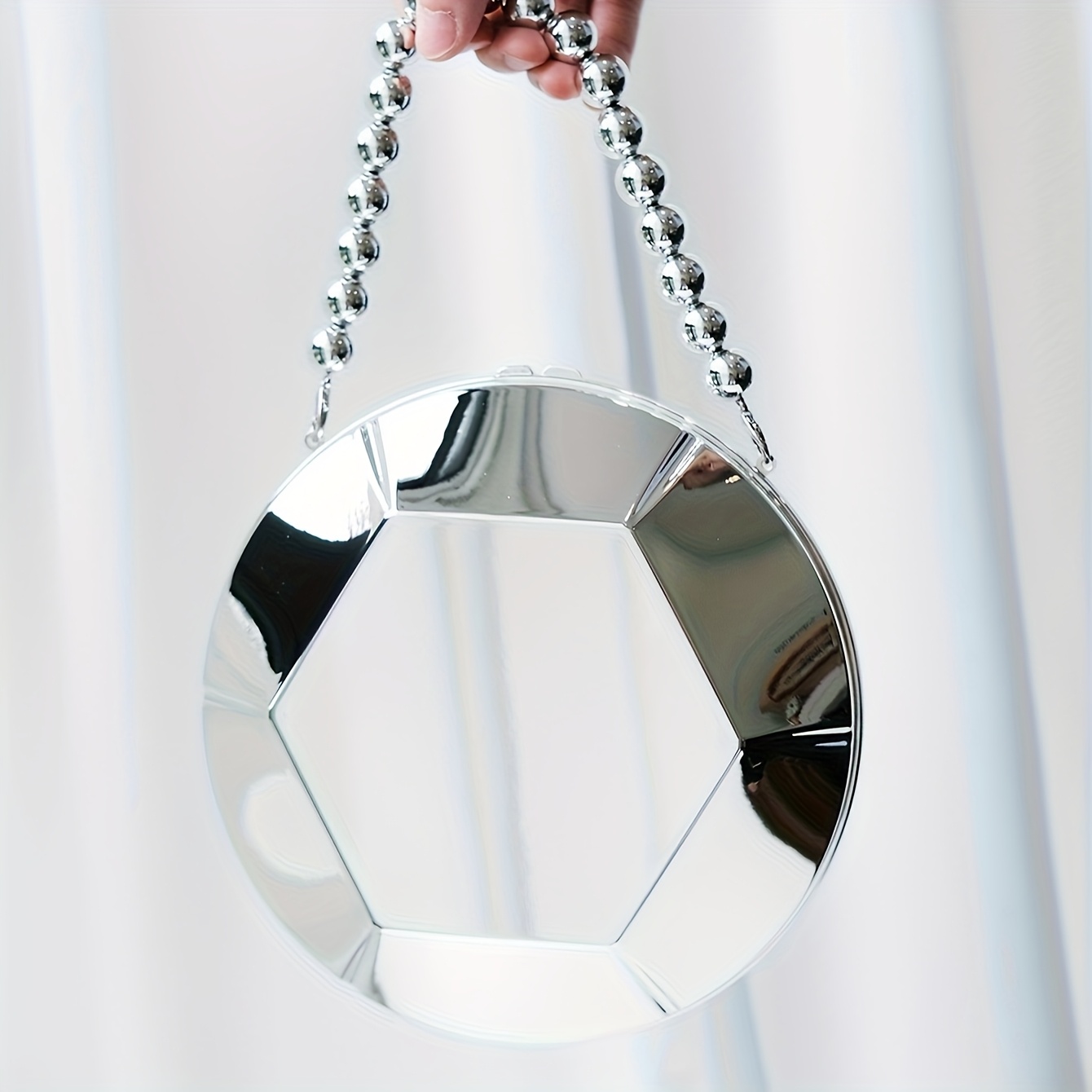 Women's UFO Evening Bag with Detachable Chain Strap - Hexagonal Disco Party Purse, Magnetic Closure, Minimalist Glamorous Clutch for Weddings, Galas, Concerts - Golden/, Elegant Evening Handbag Gift for Women, Galaxy Event Accessory, Smooth Glossy Finish, Concert Purse, Modern Design, Synthetic Leather Lining, Stylish Accessory, Women's Fashion