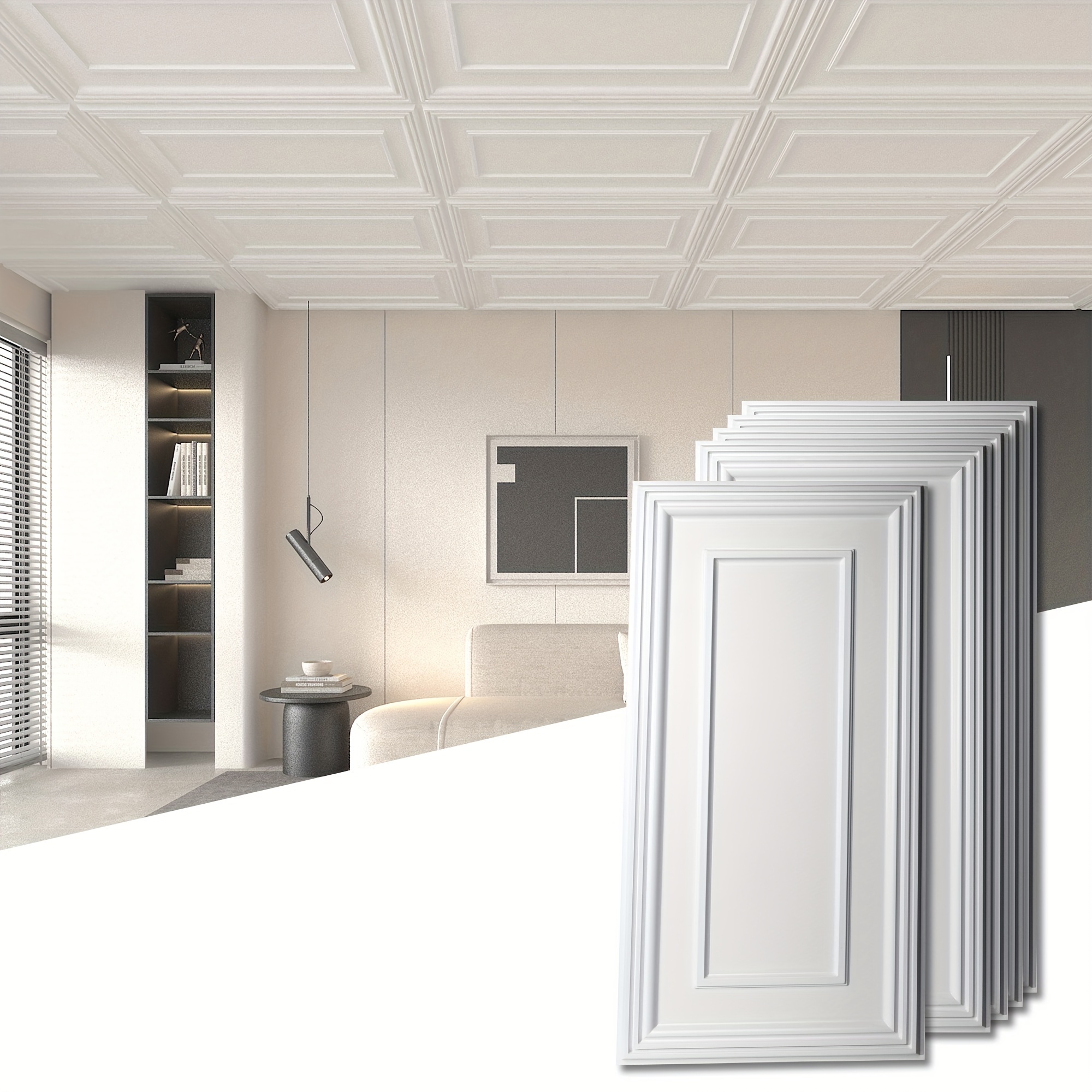 TEMU Art3d 12-pack 24" X 48" Rectangular White Ceiling Tiles, 96 /case