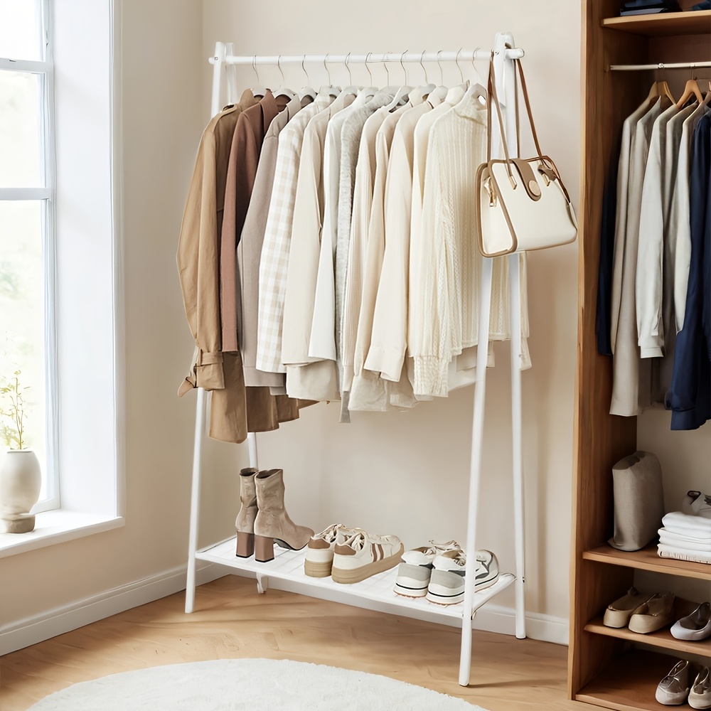 TEMU Portant à vêtements avec étagère inférieure, portant à vêtements robuste en acier, 36,4 x 13,2 x 60,2 pouces, séchoirs à linge