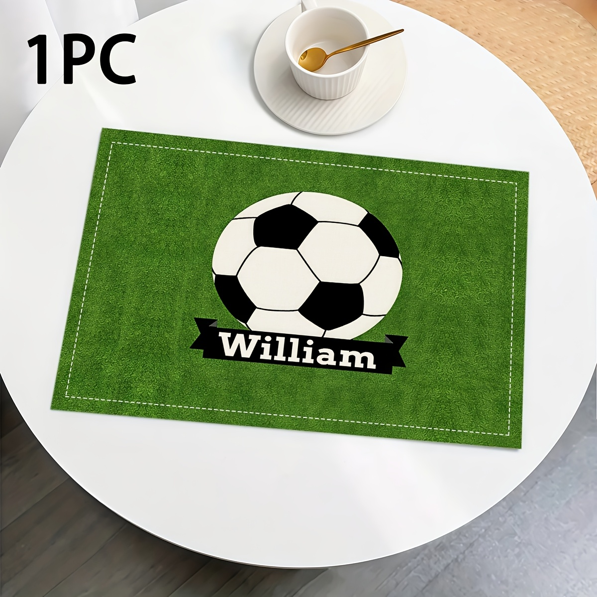 TEMU (Personalizzabile) 1/2/4/6 pezzi Tappetini da Personalizzabili con , Animati, Motivo a Tema Calcio, Lavabili, Decorazioni per l', Copri Tavoli
