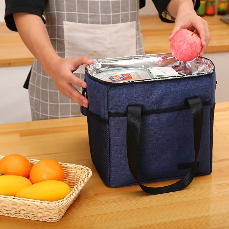 

1pc Oxford Fabric Cooler Bag With Aluminum Foil, Portable Insulated Ice Pack, Fresh-keeping Outdoor Thermal Lunch Bag
