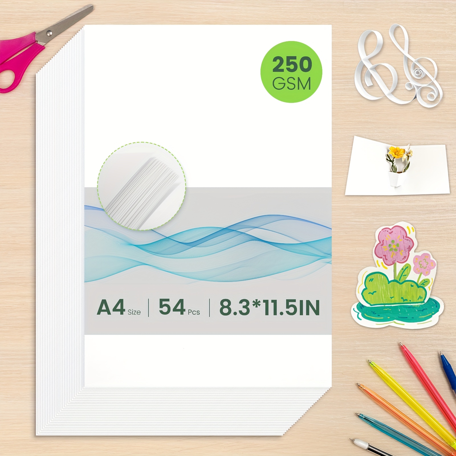 TEMU 54 Sheets, 250gsm White Cardstock Paper -8.5 Inch X 11 Inch Cover Card Paper, Perfect For Cover Cardstock For Presses, Thick Cardstock For