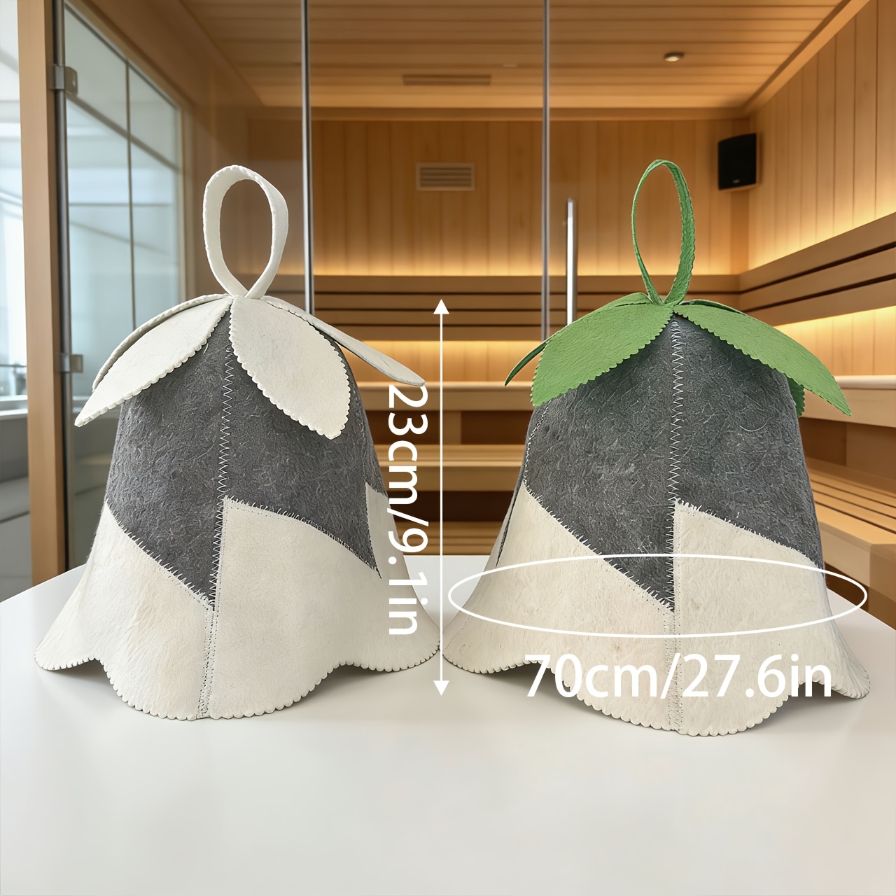 Image of 1/2pcs Of Wool Felt Sauna Hats, Your Head And Ears From Heat Damage In The Sauna, Treated And Colored Hair, Featuring A Lovely Hanging Design For And Storage