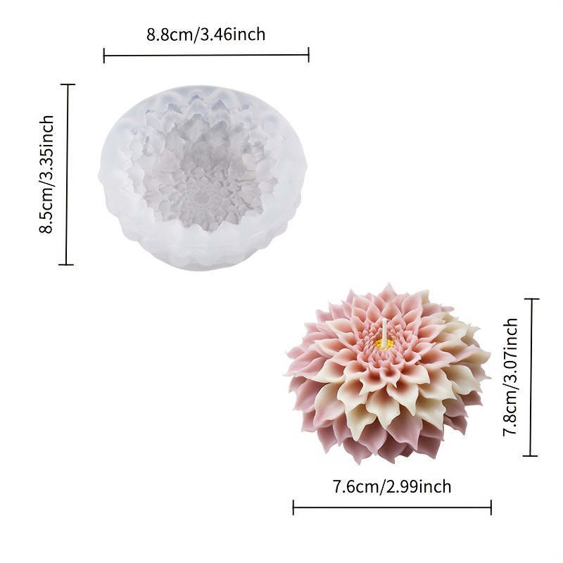 E-shop Dies ist eine Silikonform in Form großen Dahlienstraußes, sorgfältig gestaltet, um die Form und die flauschige Erscheinung der Blume zu fangen.