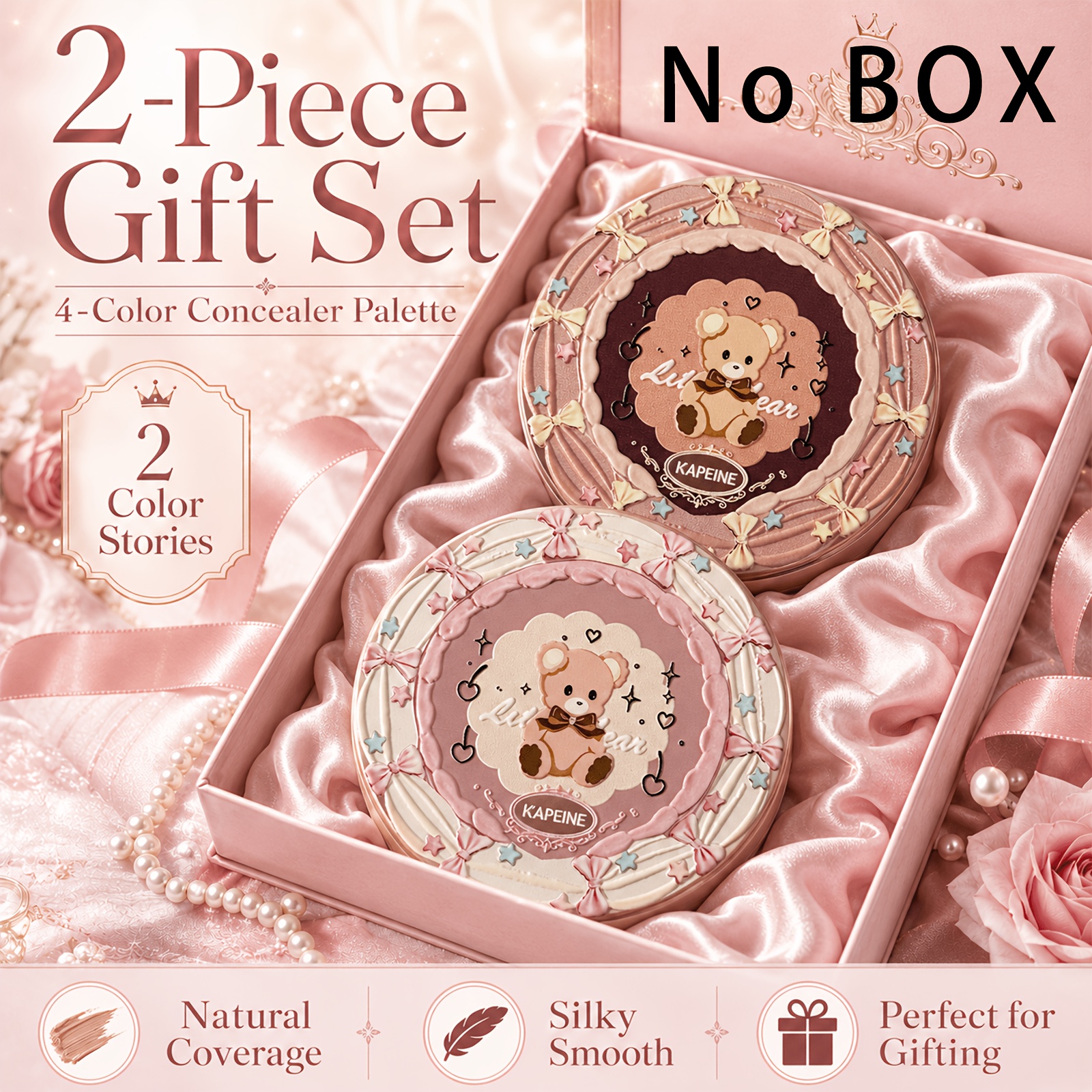 Image of 2pcs 4-color Concealer Palette Set, Cute Bear Concealer Makeup Kit, Y Smooth Natural Coverage Face Concealer For Blemish Dark Circles, Portable Cosmetic Gift Set For Women Girls