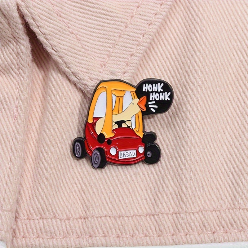 

1pc Oppryn "honk Honk" Duck Enamel Pin - Cute Cartoon Animal Driving Red Car Brooch, Alloy Lapel Badge For Backpacks & Clothing, Ideal Gift For Friends &