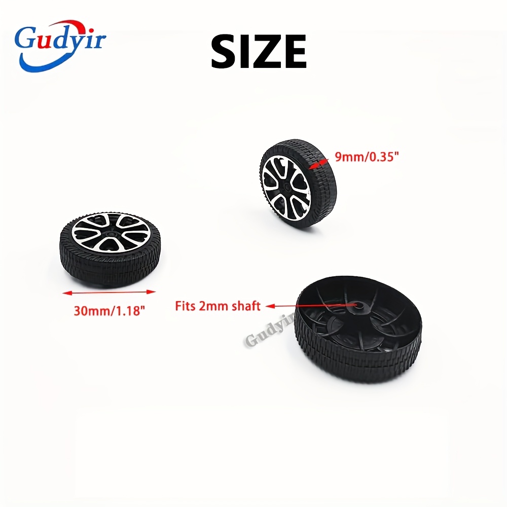 30pcs rollo de plástico rueda de eje de 2mm de diámetro para juguete diy coche rc camión barco parte de (30mmx9mm) Detalles del producto 0