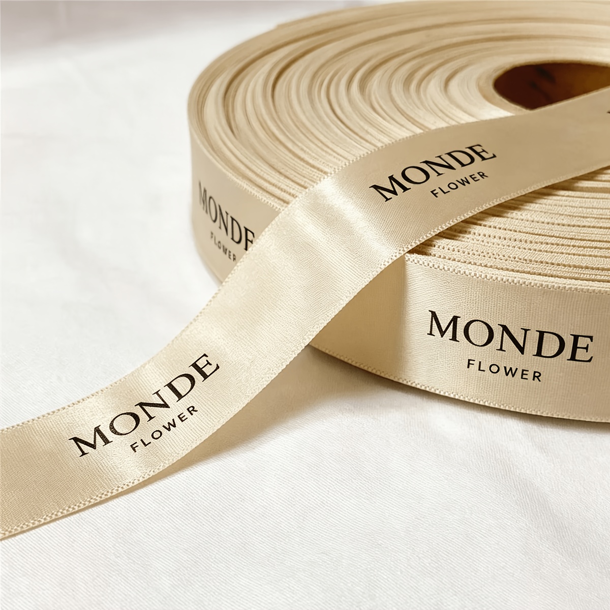 TEMU Custom Ribbon, Black With Printed Text, Personalized, For Gift Boxes, Floral Arrangements, And Wedding Packaging