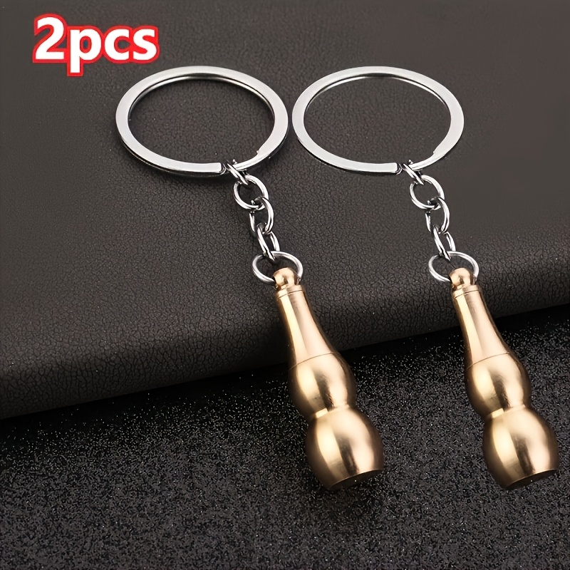 2pcs Brass 2-in-1 Gourd Ear Spoon & Keychain - Dual-use Spatula & Keyring Accessory, Durable Brass For Backpacks, Wallets, Parties - Novelty Gift For & (birthday, ) - Multi-functional & Charm