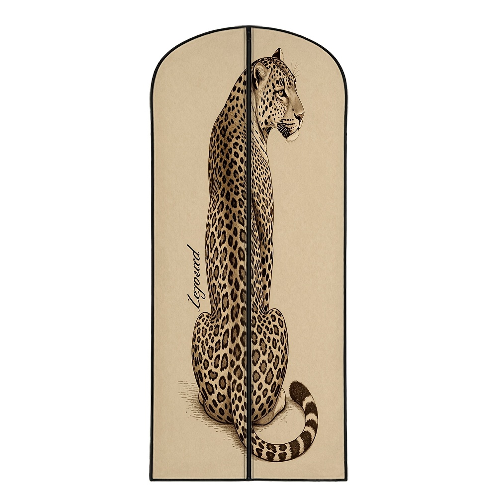 TEMU 1pc Garment Bag Dustproof Suit Dust Bag Cover, Leopard Spotted Pattern, Dress Clothes Hanging Bag With Zipper, Large Capacity Clothes Cover, For