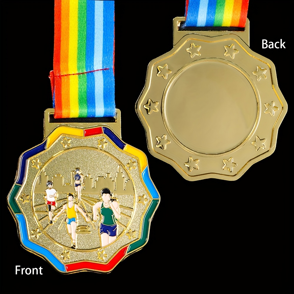 TEMU 1pc Personalized Customized Metal Running Badge, Walking Golden And Silvery Plaques, Alloy Material, Competition Awards, Event Commemorative
