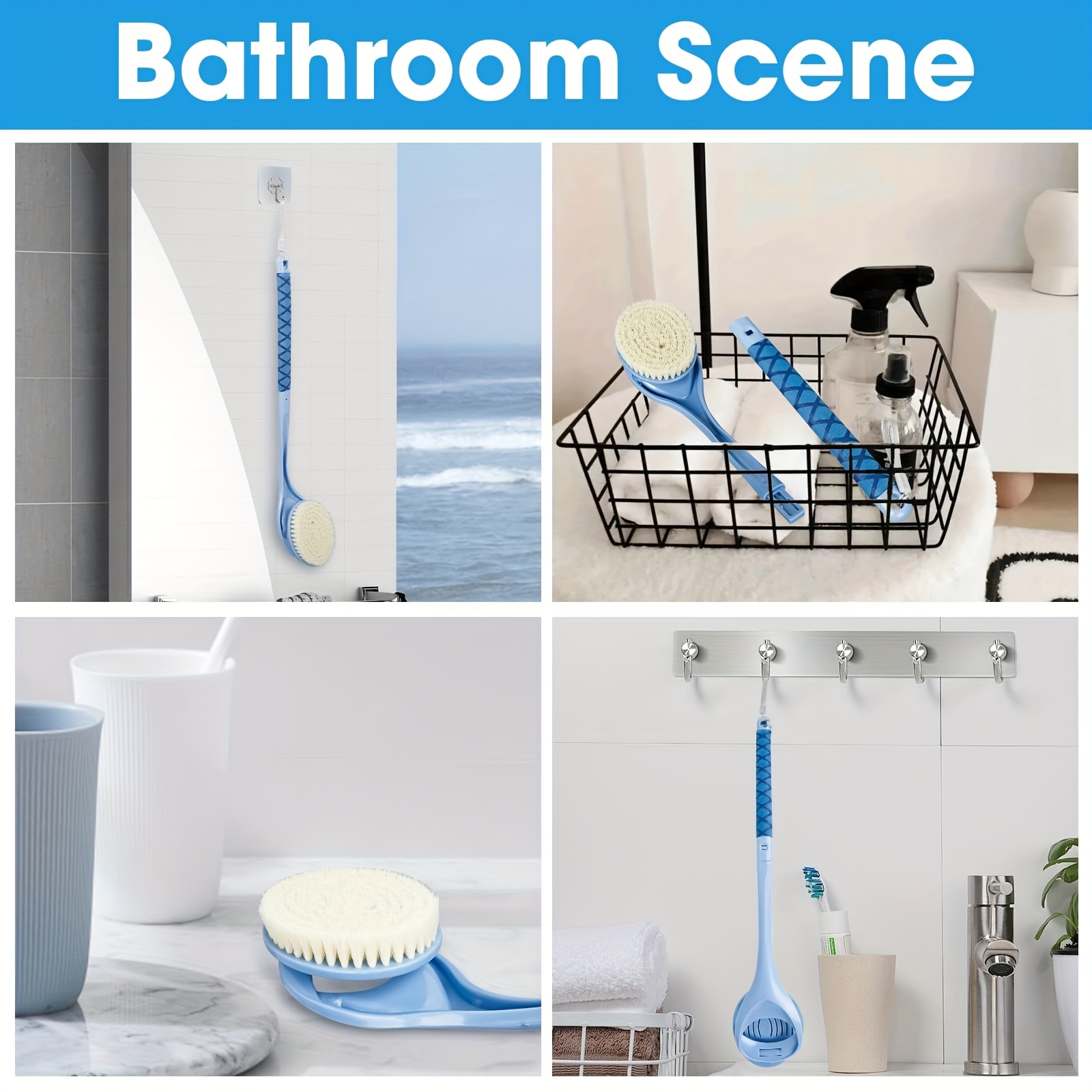 20 4 detachable long handle bath brush with ergonomic handle no electricity needed dual head back scrubber for men women elderly   exfoliation shower cleaning durable high quality fabric no battery required shower cleaning tool   noelectricity needed Product details 3