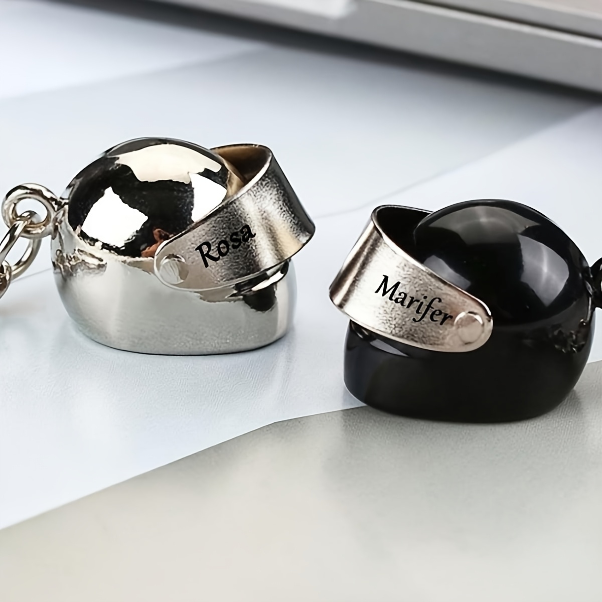 TEMU 2 Personalized Keychains, Engraved With Names And Letters, Made Of Stainless Steel In A Motorcycle Shape. Stylish -shaped Keychains Used As