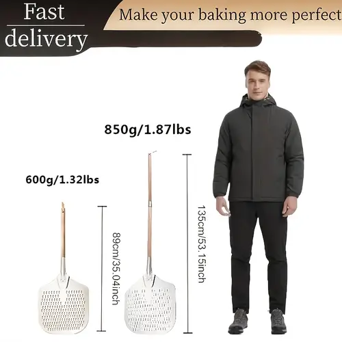 1pc aluminum pizza scoop baffle with detachable oak handle non slip handle easy to clean and store suitable for outdoor use in home kitchens and restaurants multifunctional baking scoop for pizza bread and cake