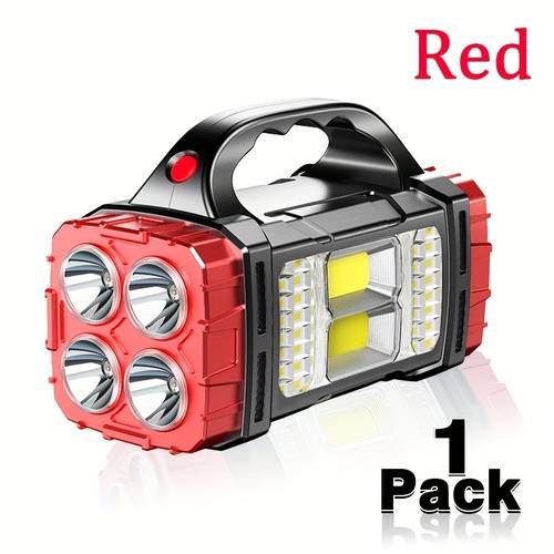 1pc portable solar flashlight 150 350 lumen led handheld torch with cob floodlight 4 usb rechargeable abs emergency work light for hiking repairing fishing