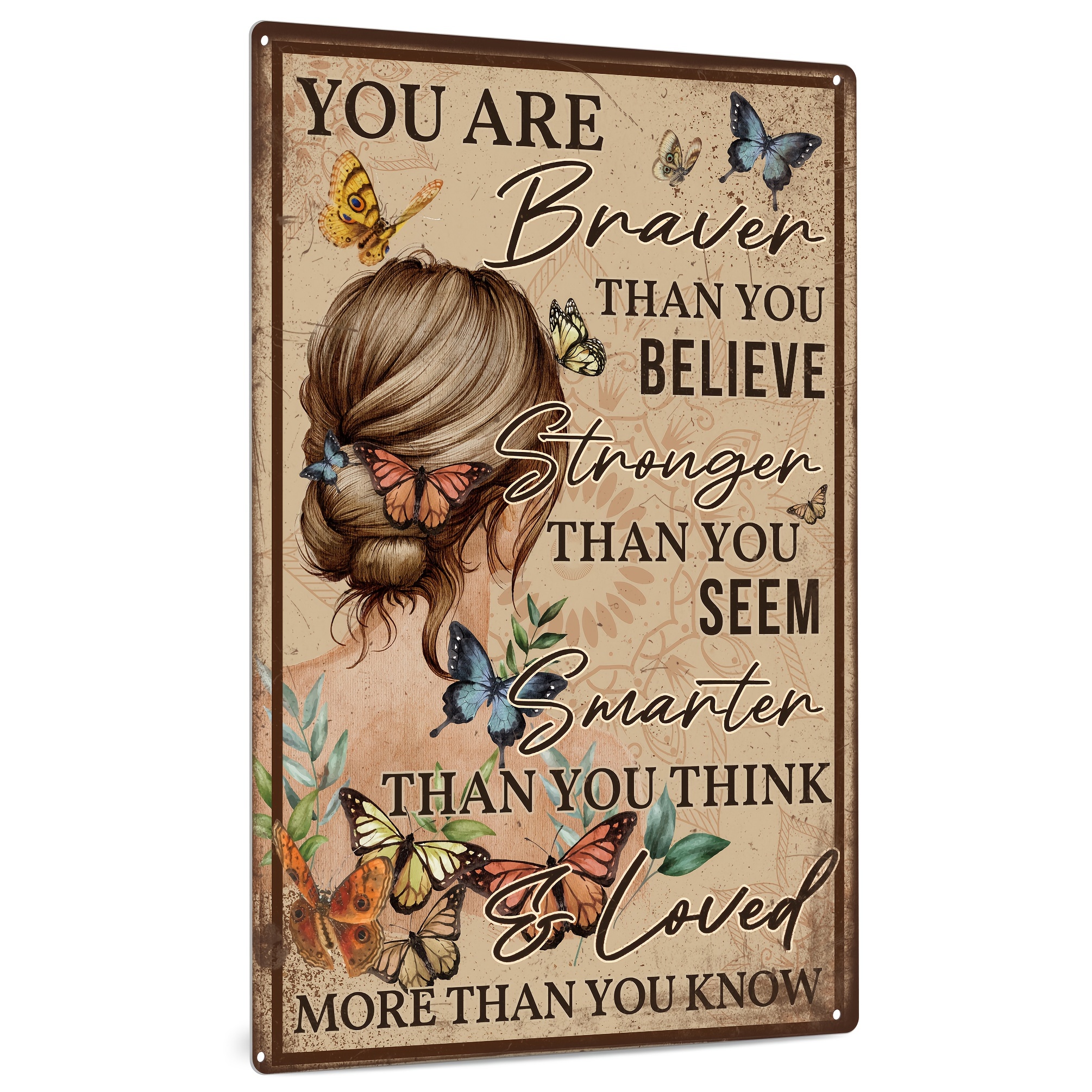 

Putuo Decor 1pc Inspirational Tin Sign, Positive Quotes Metal Plaque Motivational Poster Wall Decor For Home Bedroom Living Room, 7.8 X 11.8 Inches, You Are Than You