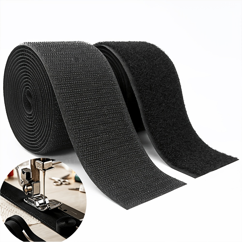 TEMU Lot de 2 bandes auto-agrippantes à coudre, matériau en nylon adhésif non collant à forte tenue, bandes noires de 2,05 pouces de largeur et 11,68