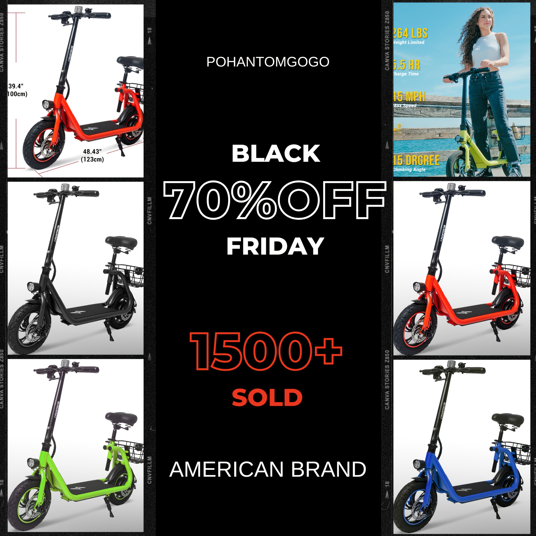 

Phantomgogo Electric Scooter For Adults - Aluminum Body Foldable Scooter With Seat & Carry Basket - 450w Brushless Motor 36v - 15mph 265lbs Max E Mopeds For Adults - Red