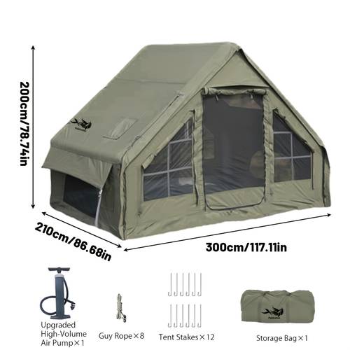pakicetus quick setup inflatable camping tent for 4 6 person family summer glamping inflatable house with breathable mesh and quick air flow double door large sunroof suitable for camping hiking and backpacking