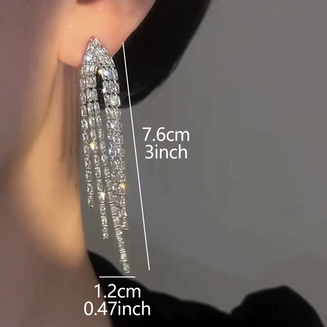 Women's Luxurious Cubic Zirconia Tassel Design Copper Earrings