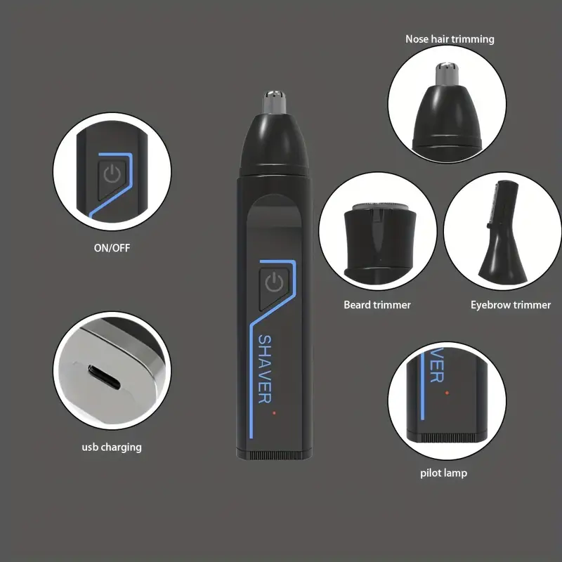 3 in 1 professional mens and womens grooming kit suitable for nose hair trimming sideburns trimming beard trimming ear hair trimming leg hair trimming underarm hair trimming bikini line trimming   electric shaver full body hair trimmer multi functional body groomer detachable heads usb charging perfect gift for father dad Product details 7
