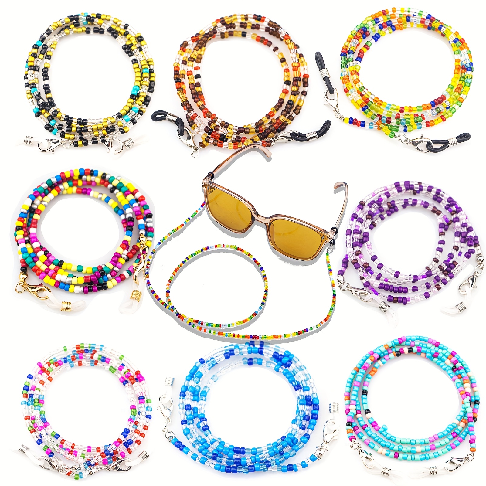 TEMU 12pcs Handmade Beaded Eyeglass Chains For , Holder Strap Around Neck, Acrylic Glasses Hanger Keeper