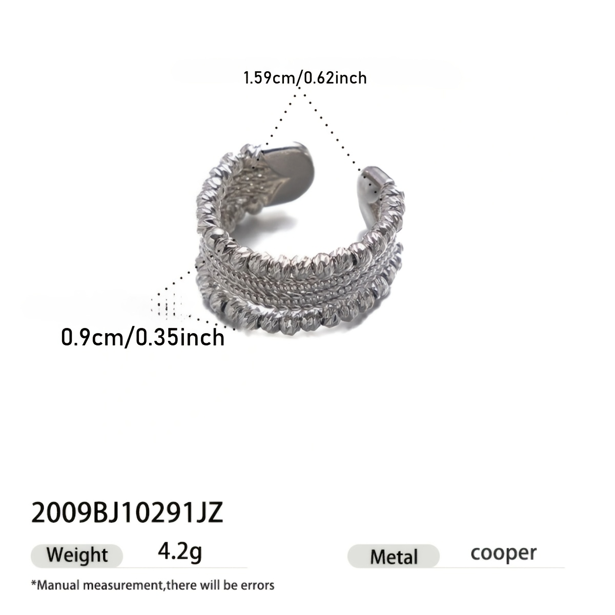 Silvery Multi-Layer Twisted Open Ring, Minimalist Design