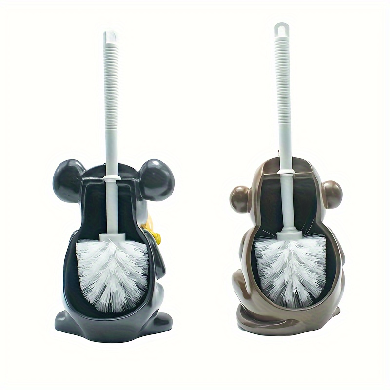 Monkey Resin Toilet Brush Holder Plastic Cleaning Brush Set Space Saving Decorative Bathroom Accessory with Rotating Bristles for E