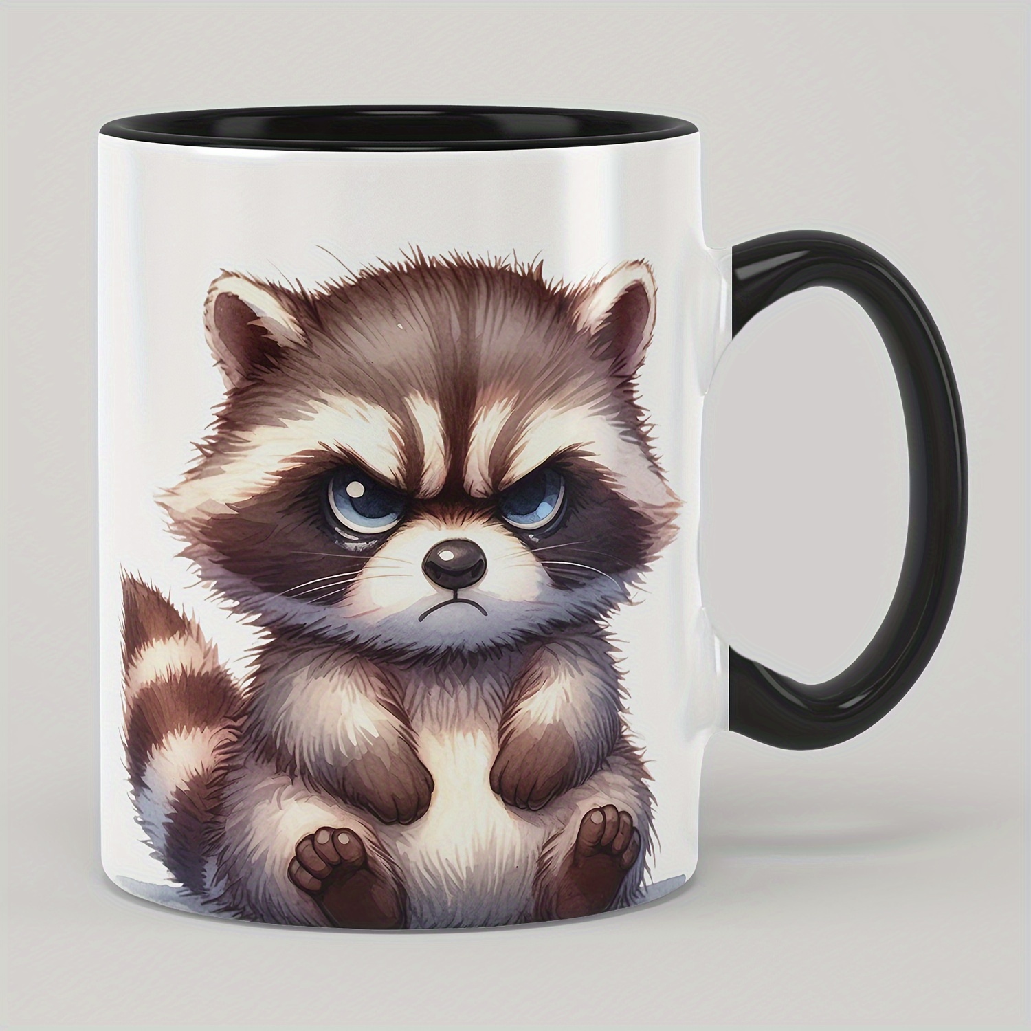 

11oz Ceramic Coffee Mug With Handle, Large Raccoon Print - Novelty Gift Cup For Hot/cold Beverages, Ideal For Halloween, Christmas, Weddings, Birthdays, Valentine's Day