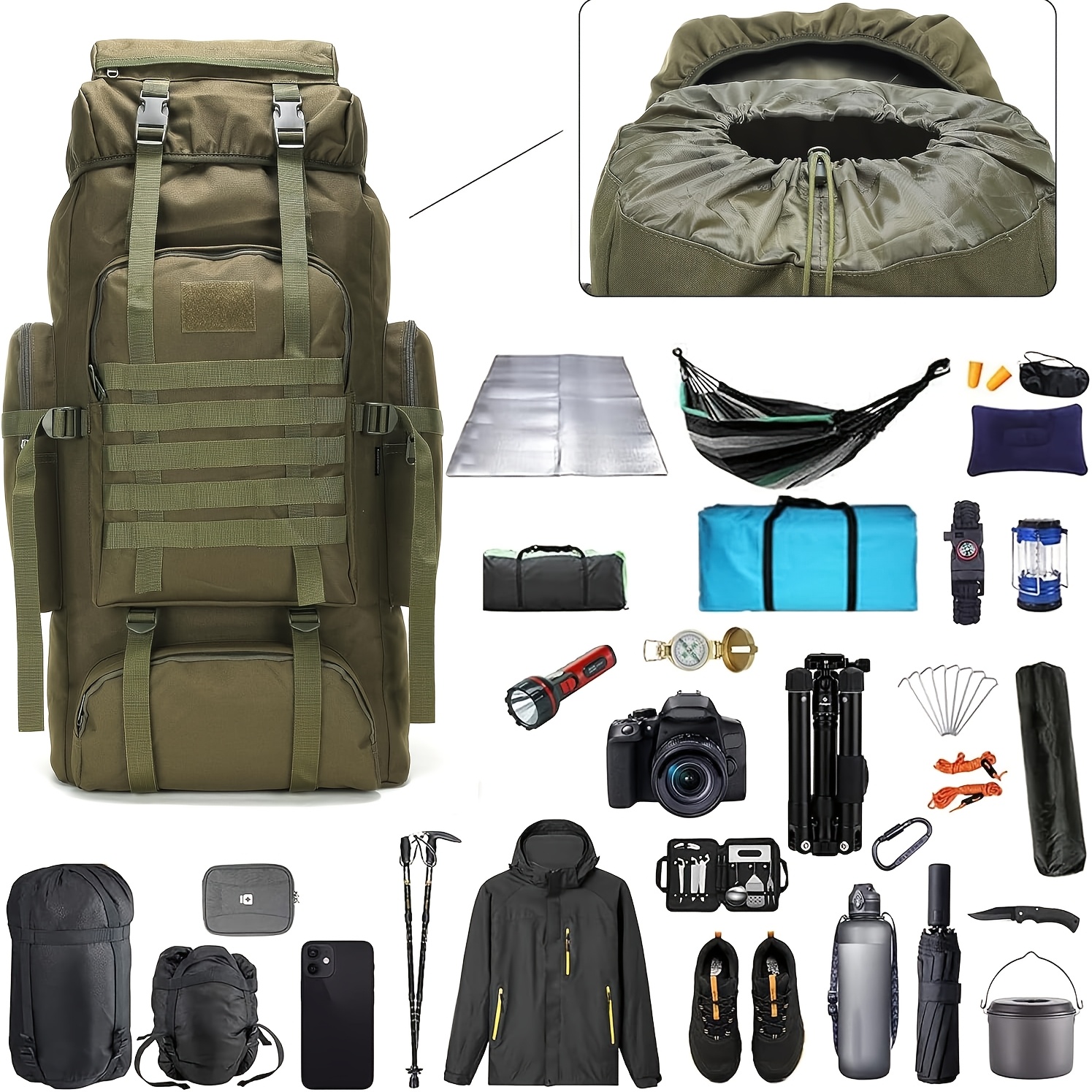  65l large outdoor hiking backpack durable oxford fabric multi compartment versatile design for camping trekking travel ideal gift for Product details 3
