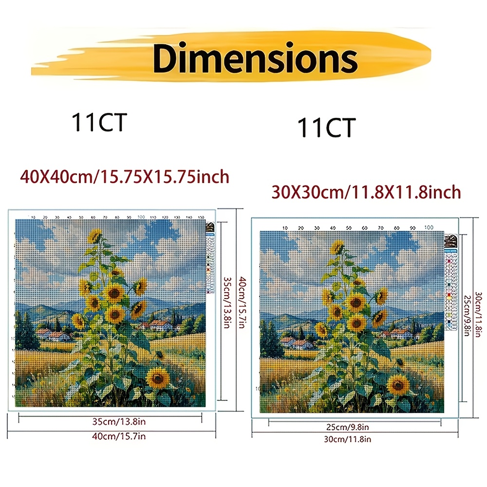 Cross Stitch Printing Kit, Sunflower Pastoral Scenery Pattern