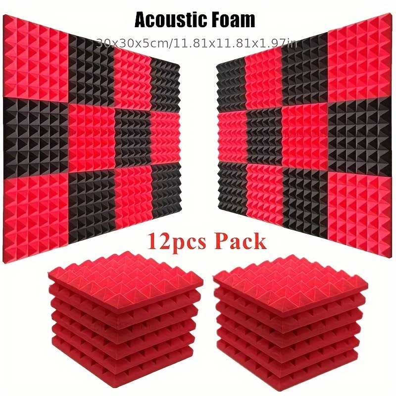 12pcs sound insulation foam board high density sound isolation acoustic board reduce noise pyramid shaped professional recording studio sound insulation material effective absorption of echoes 12 x 12 x 2