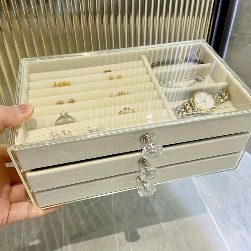 stackable drawer velvet acrylic jewelry organizer box soft