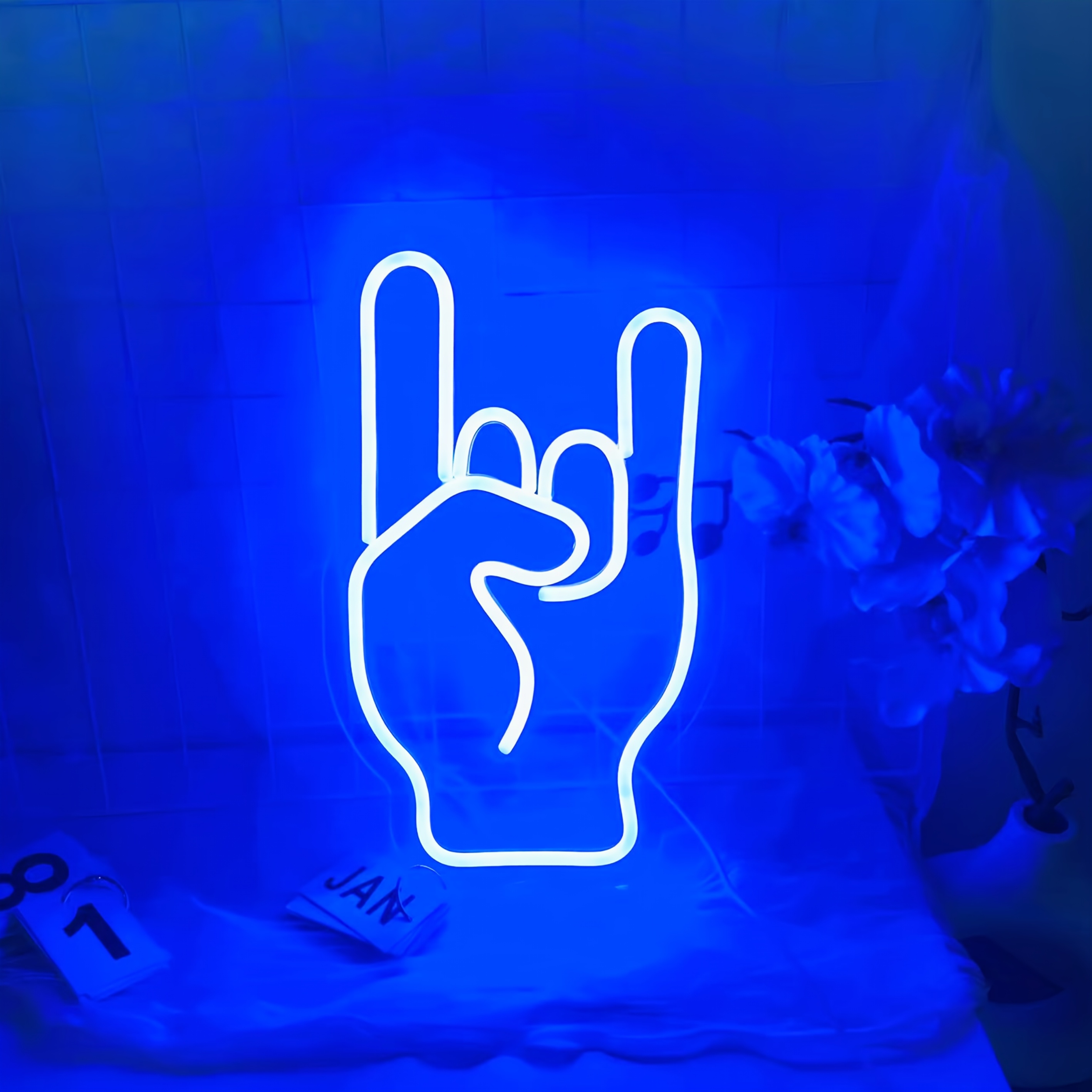 Image of Liuyang Hand Neon Sign - A Vibrant Led Light For Wall Decoration, Perfect For Bars, Restaurants, Music Concerts, And Man Caves