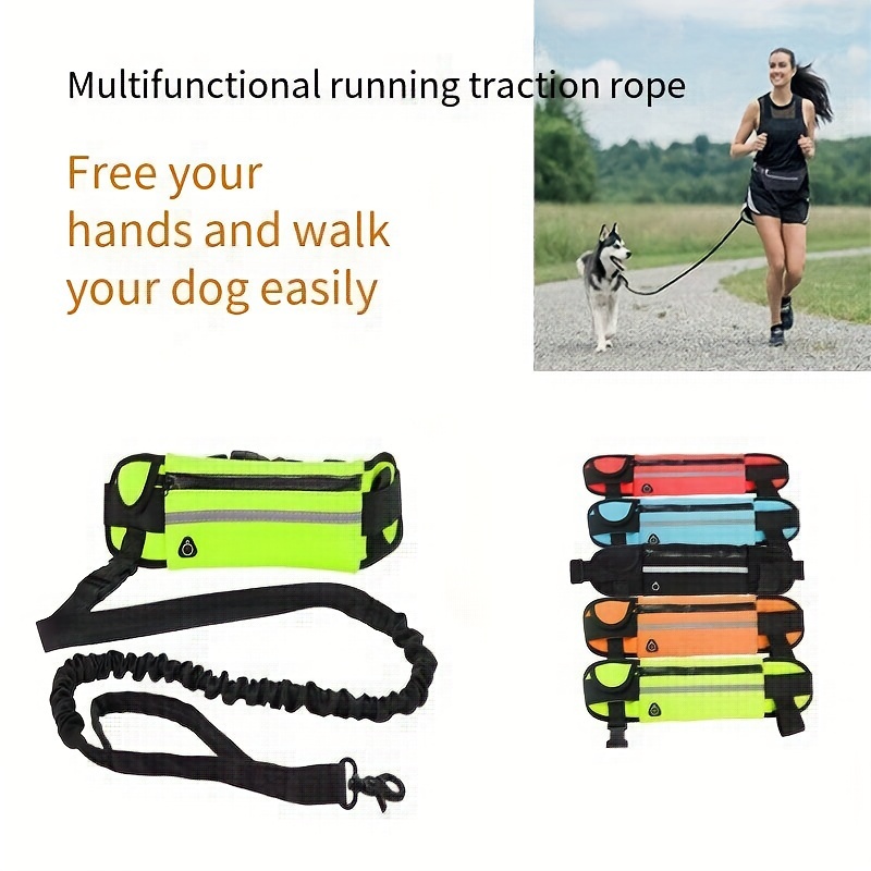 

Hands-free Dog Leash With Adjustable Waist Piece For Running & Walking - 5ft Polyester Belt, Ideal For Outdoor Sports