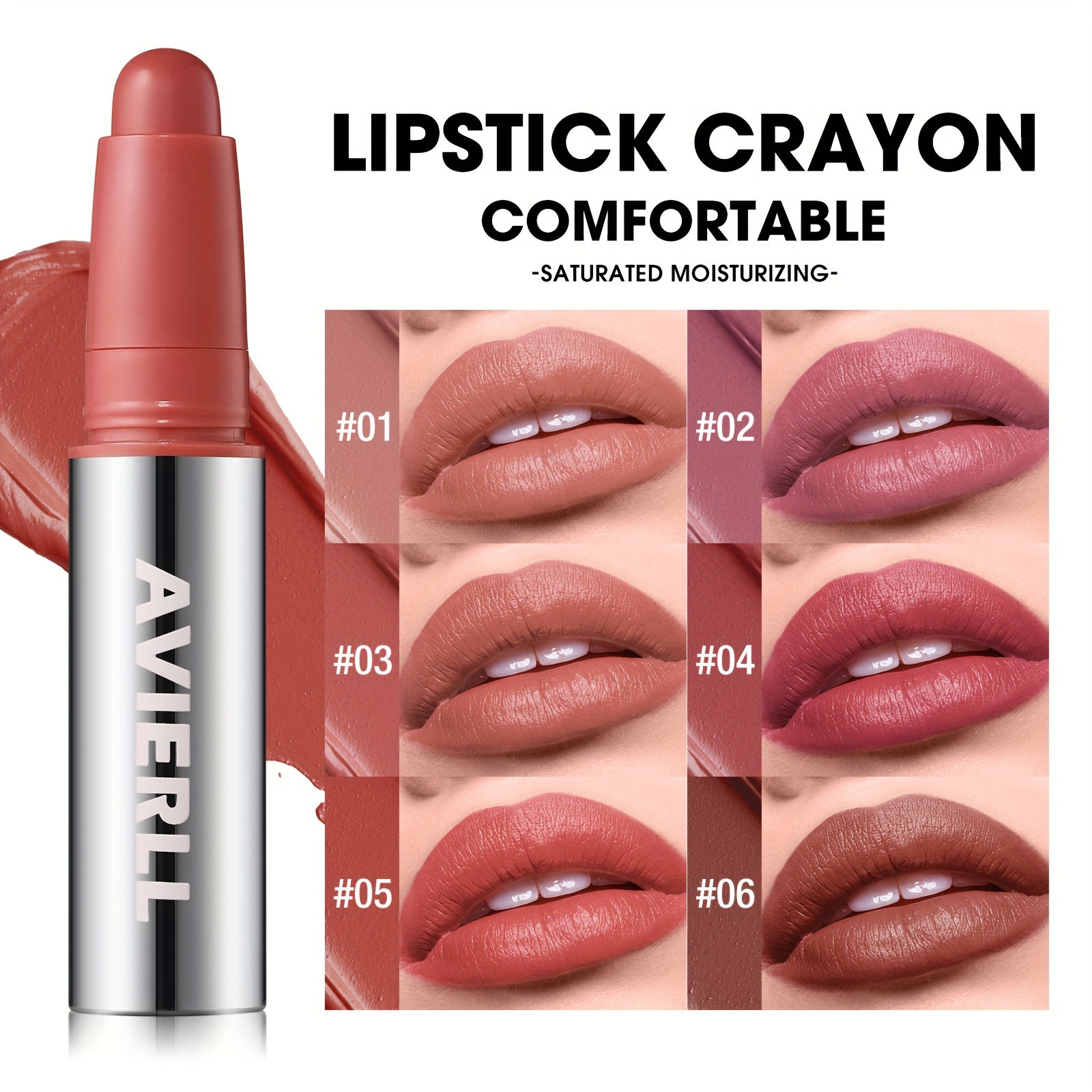 Smooth Matte Lipstick - Long-Lasting, Moisturizing, and Easy to Apply Lip Glaze with Rotating Pen Design - Perfect for Everyday Lip Makeup and Valentines Day Gifts! AVIERLL, 1pc