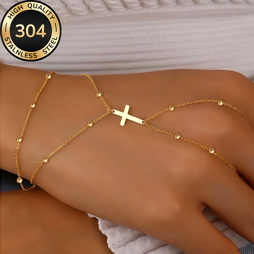 Image of High-quality Stainless Steel Golden Bracelet, Fade-resistant, Simple And Elegant, Fashionable Women's Bracelet For Daily Wear Or Parties, Women's Fashion Jewelry, Exquisite Gift For Women