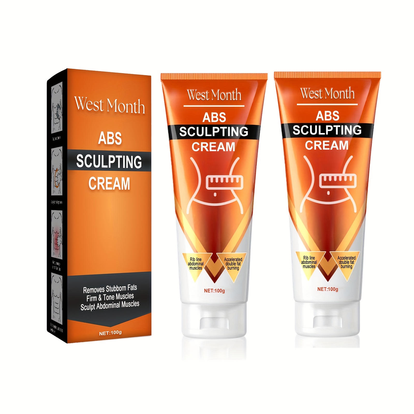 2pcs mens muscle shaping cream firming tightening abdominal lines alcohol free with glycerin for all skin types details 0