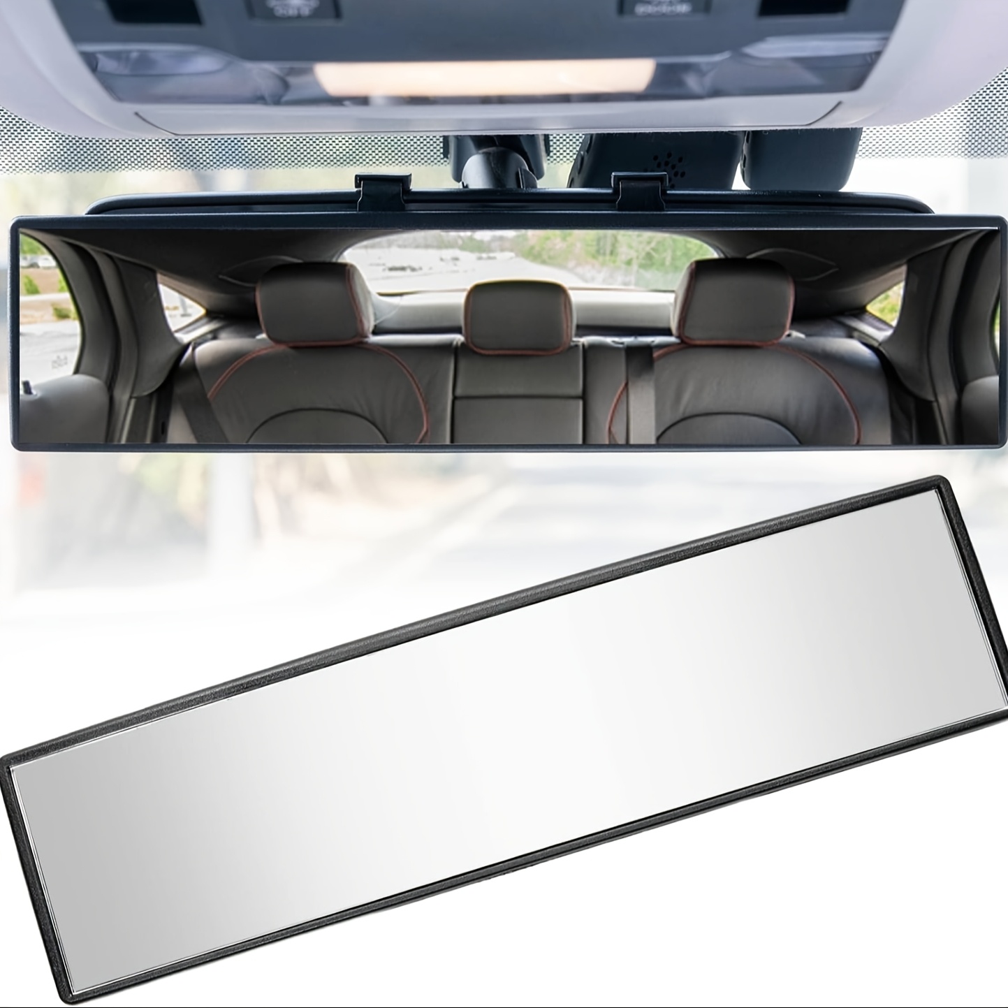 TEMU Rearview Mirrors, Universal 11.8 Inch Easy-to-install Clip-on Panoramic Mirrors, Wide-angle Mirrors, Car Mirrors, Effectively Reduce The Blind