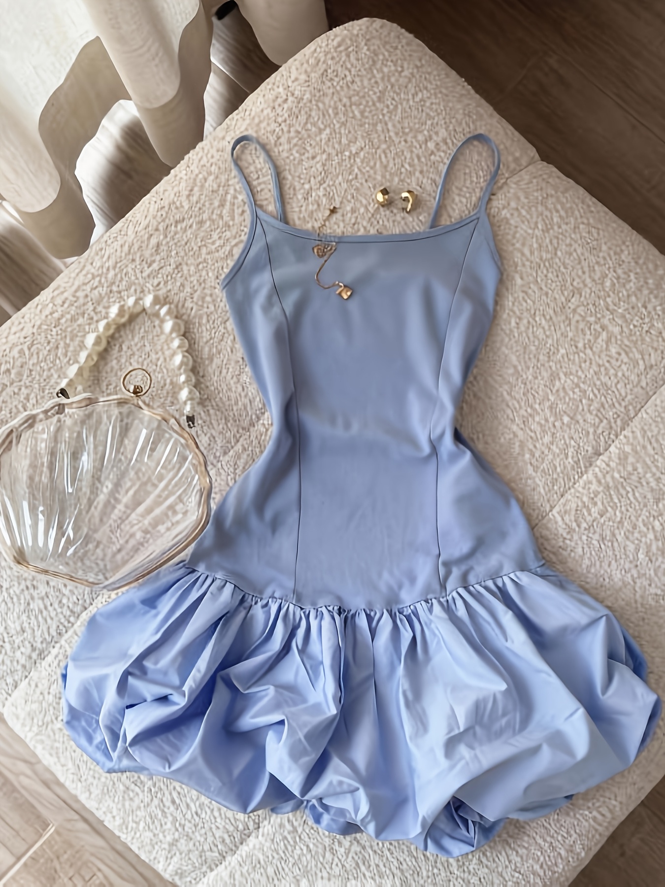 white christmas dresses Blue Printed Mini Dress