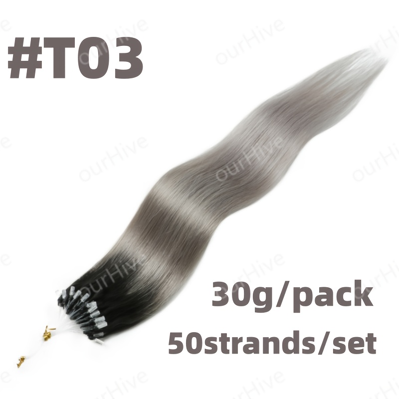 Image of Micro Loop Human Hair Extensions In Grey Gradient - Offers , , , Long-lasting For Daily Use, Hair Extensions For Women, Smooth Hairpiece, Reliable Attachment