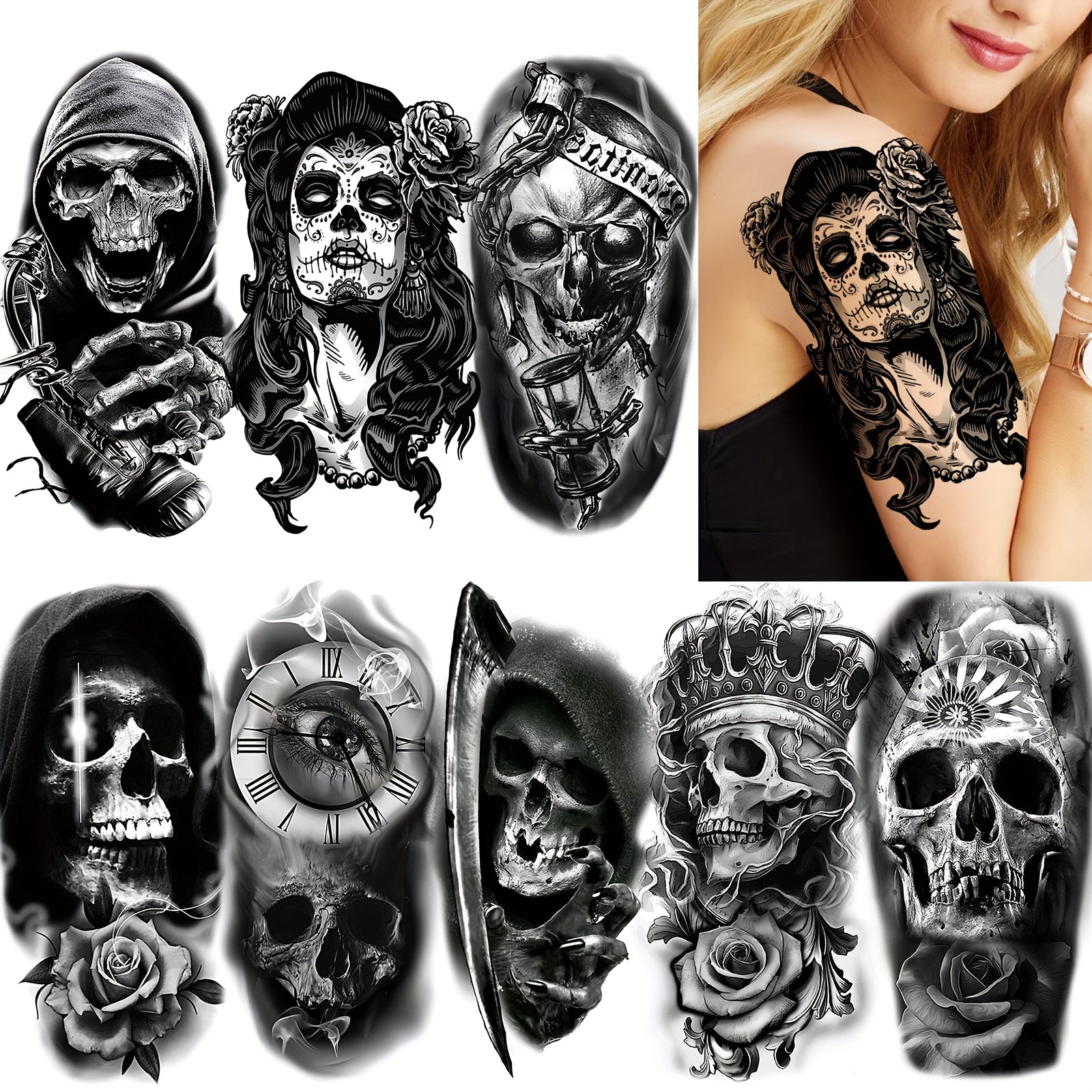 Tattoo Sleeve Skull Costume Accessories