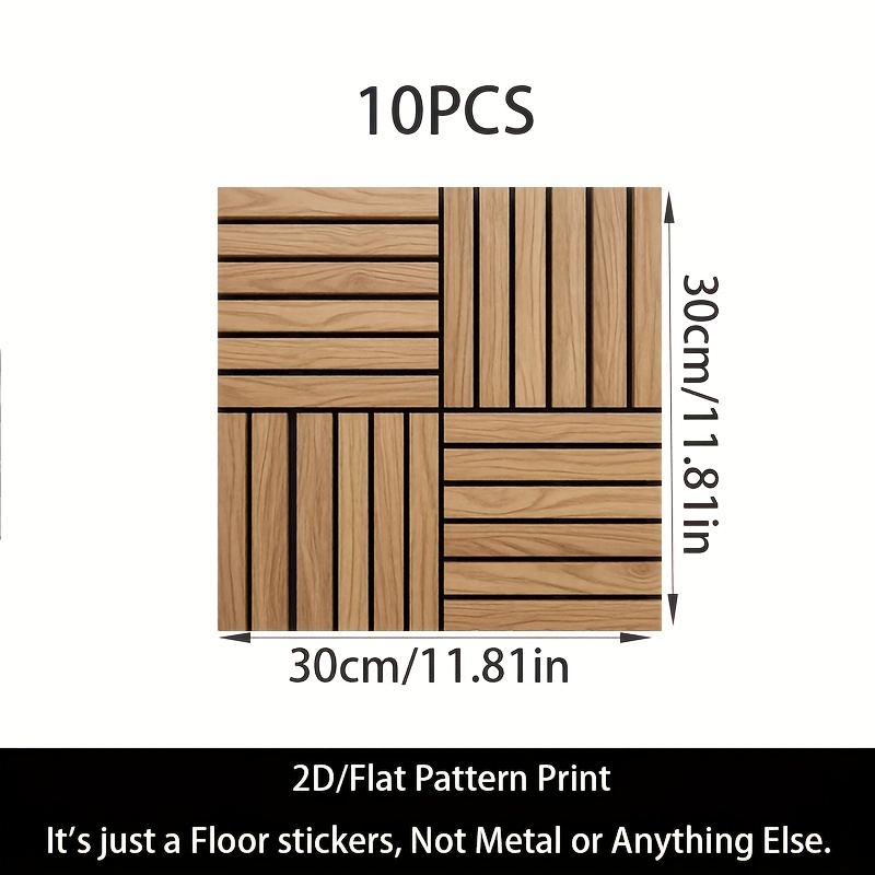 TEMU Juego de 10 baldosas de PVC autoadhesivas 2D para suelo, color caramelo con vintage, fáciles de limpiar, antideslizantes, impermeables y