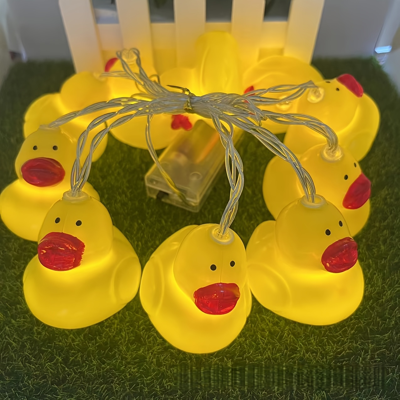 TEMU 1pc 10/20 Led Battery Operated Yellow Duck String Lights, Battery Powered (no Battery), No Plug, For Easter Bedroom And Holiday Decor Festive