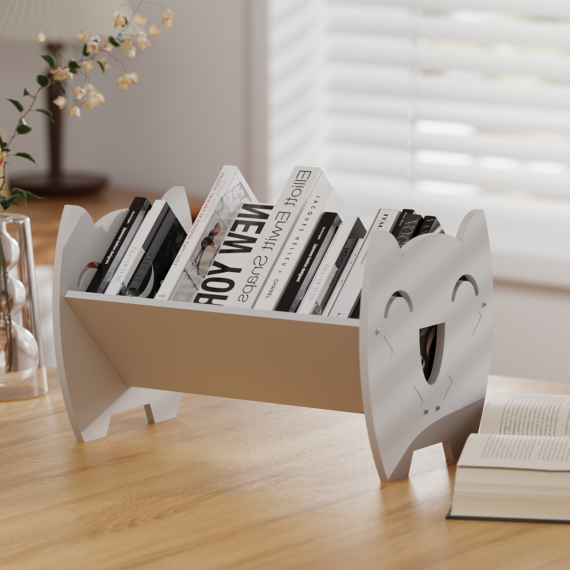 TEMU Compact Desktop Bookcase For Organizing And Displaying Books, Cds, And Magazines