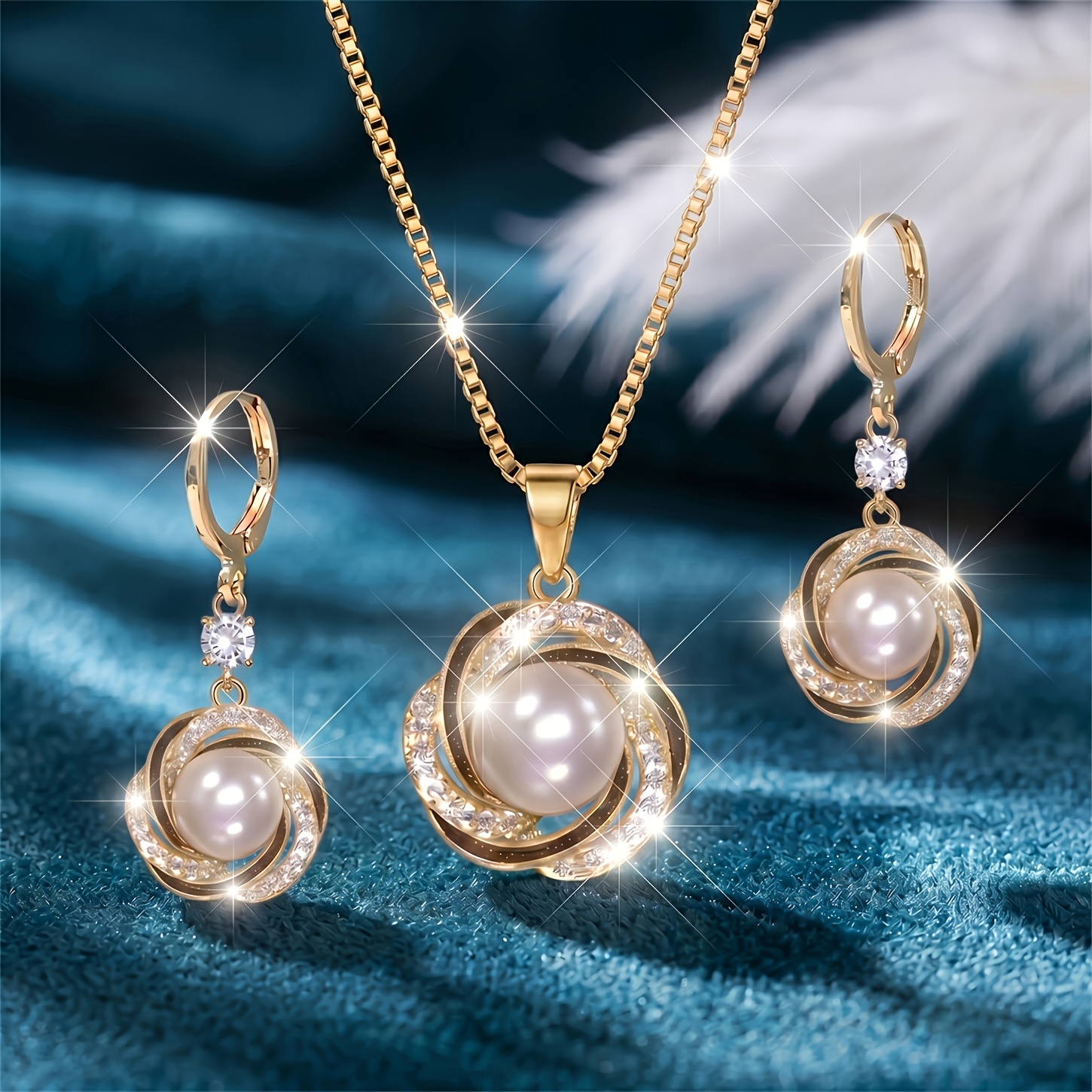 TEMU Set di gioielli da donna "" elegante, e , con zirconia e squisita lavorazione micro-pave, caratterizzato da un design a spirale con in , per il