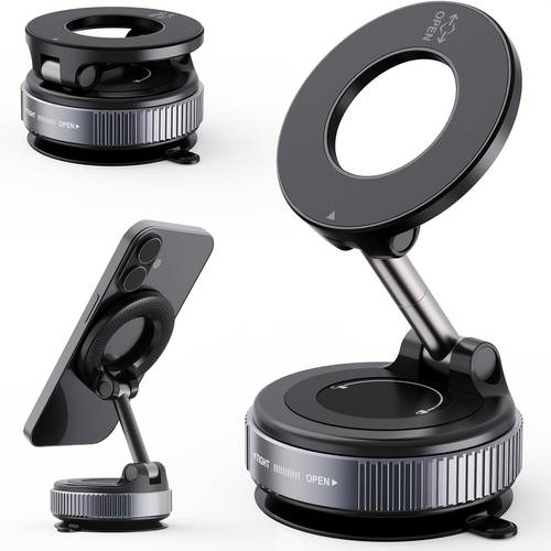 magnetic car phone holder 360 degree rotatable 96lbs super suction cup mount for magsafe universal phone holder for iphone and