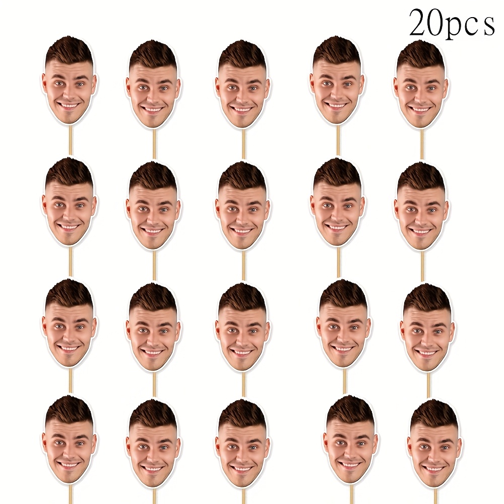 Image of 6/10/20-piece Custom Photo Face Cupcake Toppers, Personalized Fun Face Cake Toppers For Milestone Birthdays, Weddings, Graduations, Pet , Halloween, Christmas Events, And Party Supplies Decorations