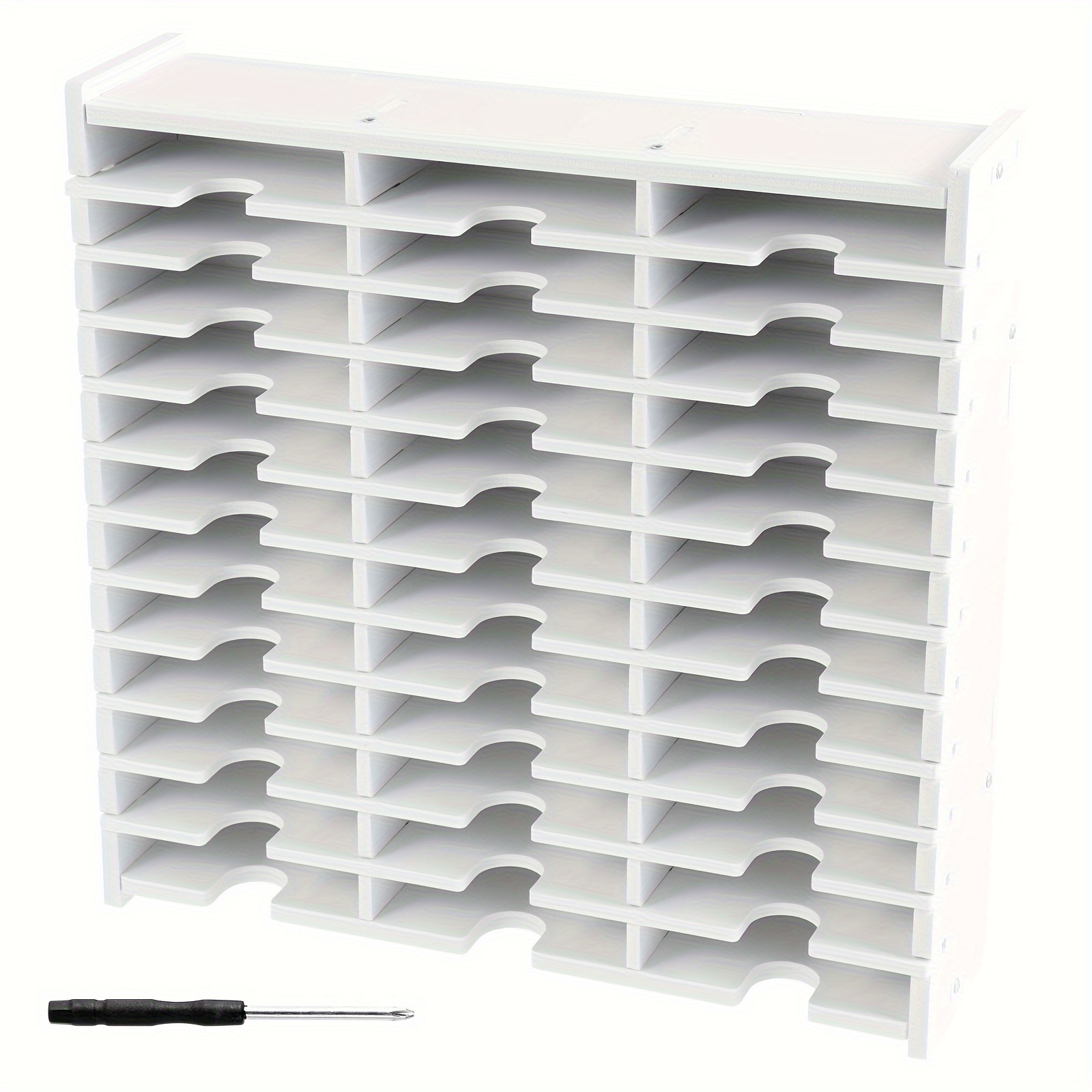 36-slot Craft & Electronics Organizer - Sturdy Plastic Storage Box With Easy-access Notches For Ink Pads, Markers, And More